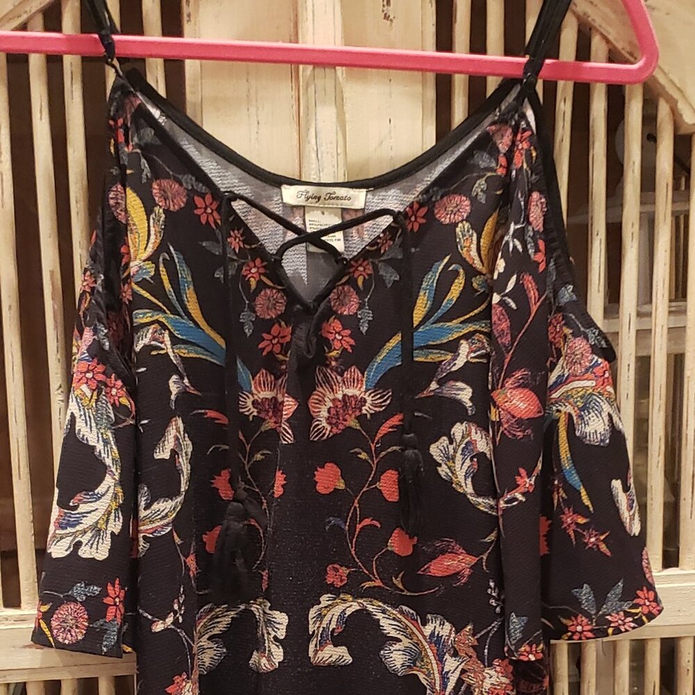 Flying Tomato Black Print Shift Dress